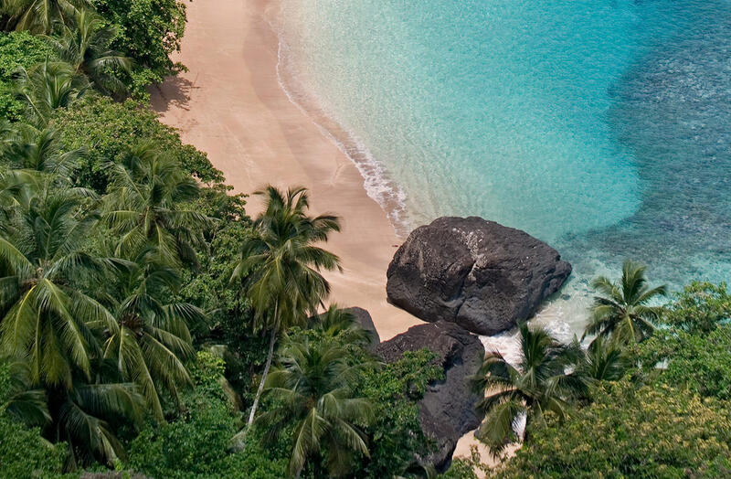 Aerial view of beach, Principe