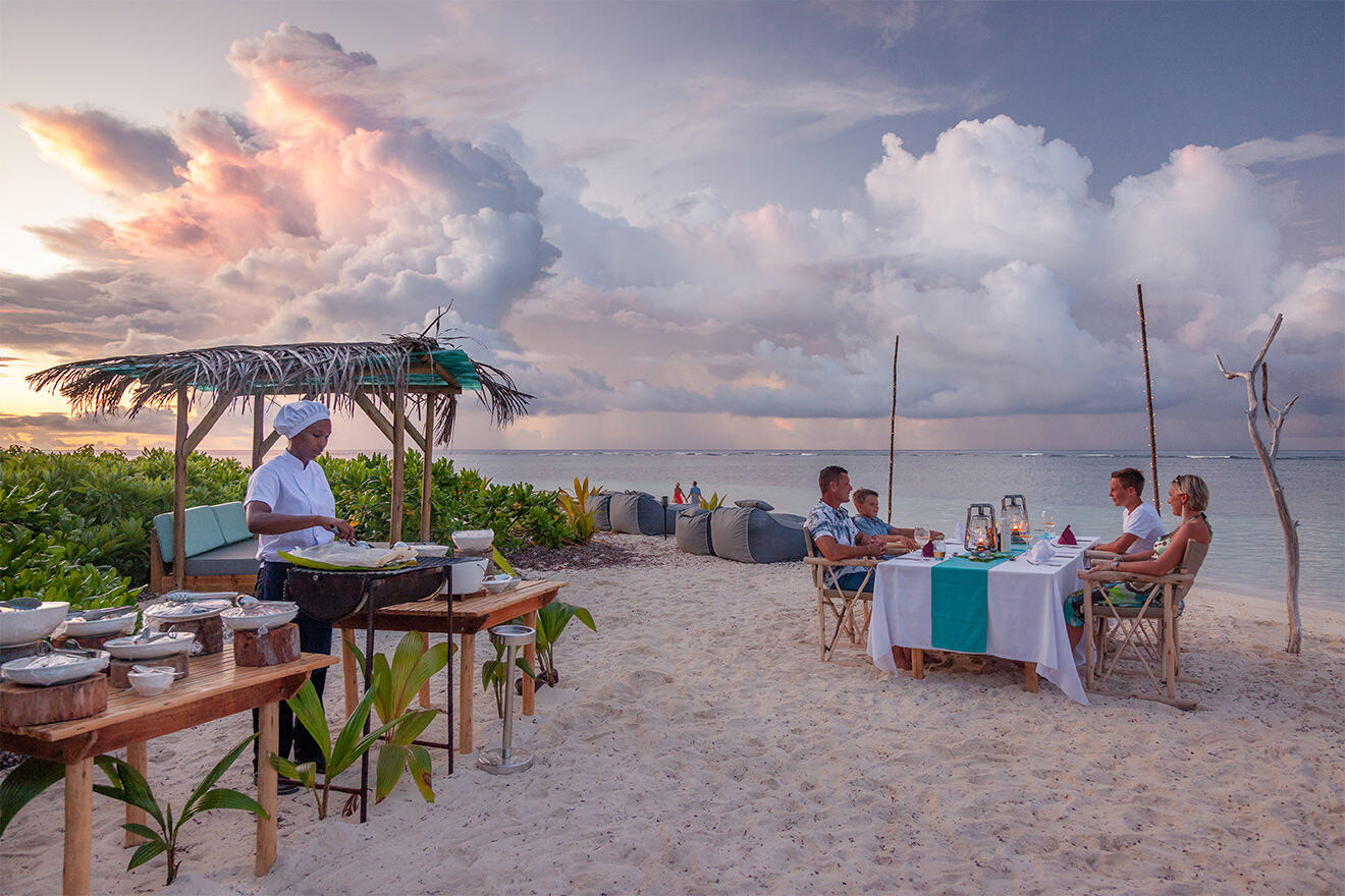 Dinner on the beach in the Seychelles